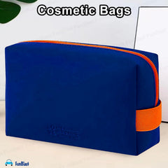 Multipurpose Cosmetic Pouch with Zipper Lock for Girls & Women (Blue)
