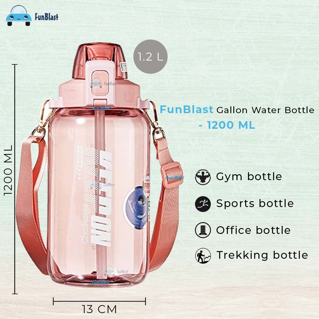 Gallon Water Bottle, Sports water Bottle-1200 ML, Water Bottle for Gym, Gym water bottle,Sports Water Bottle - Leak-Proof with Sipper & Handle for Home, Office, Gym, Trekking