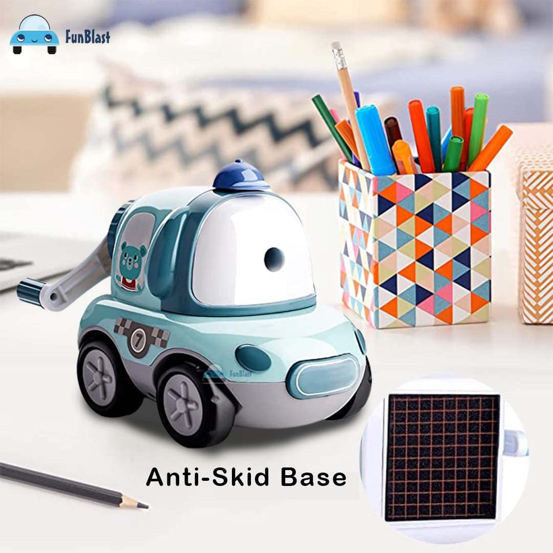 Sharpener for Kids – Toy Car Shaped Pencil Sharpener with Moving Wheels, Table Sharpener Machine