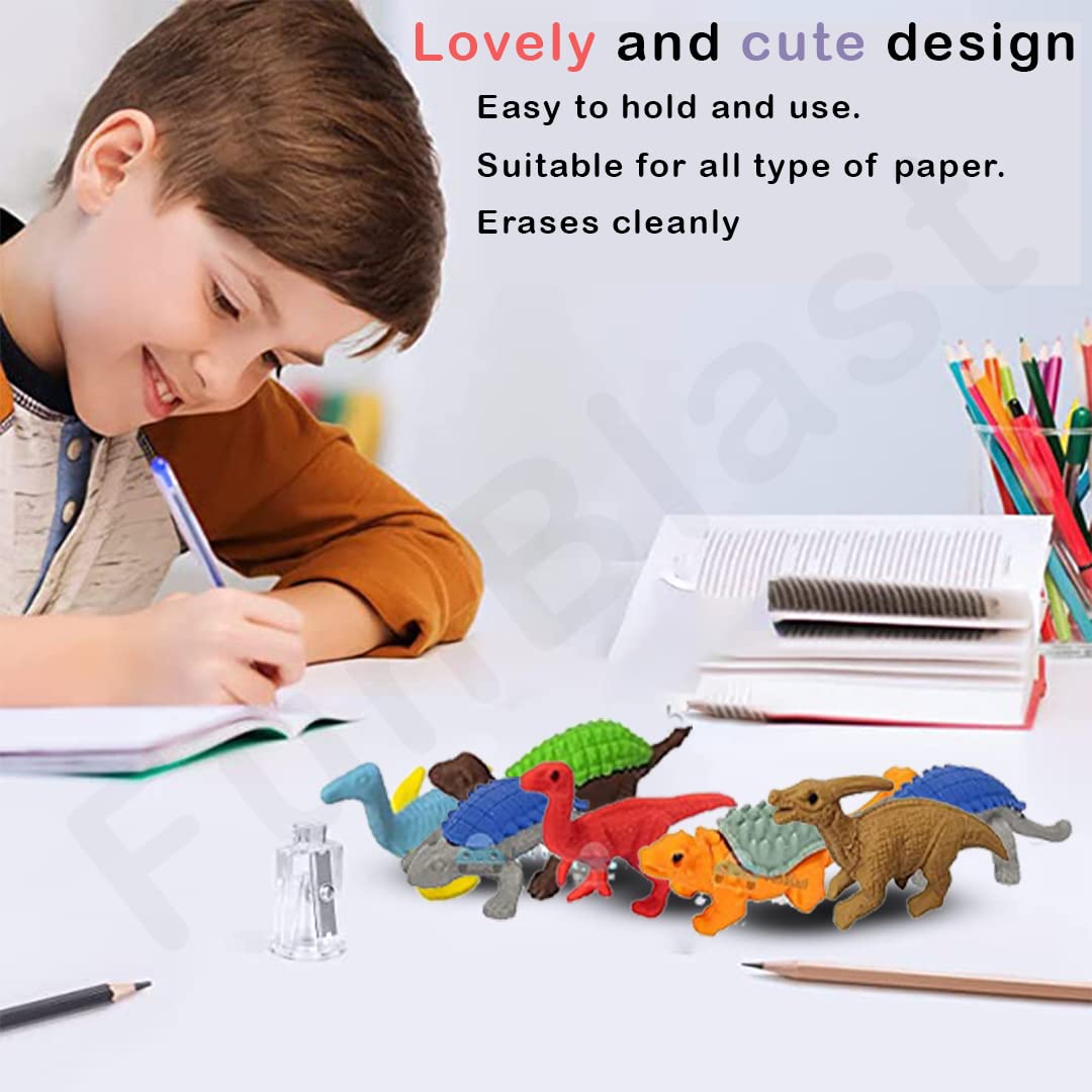 (Pack of 12 Pcs) Dinosaur Theme Erasers Set for Kids Educational Stationary Kit for Kids