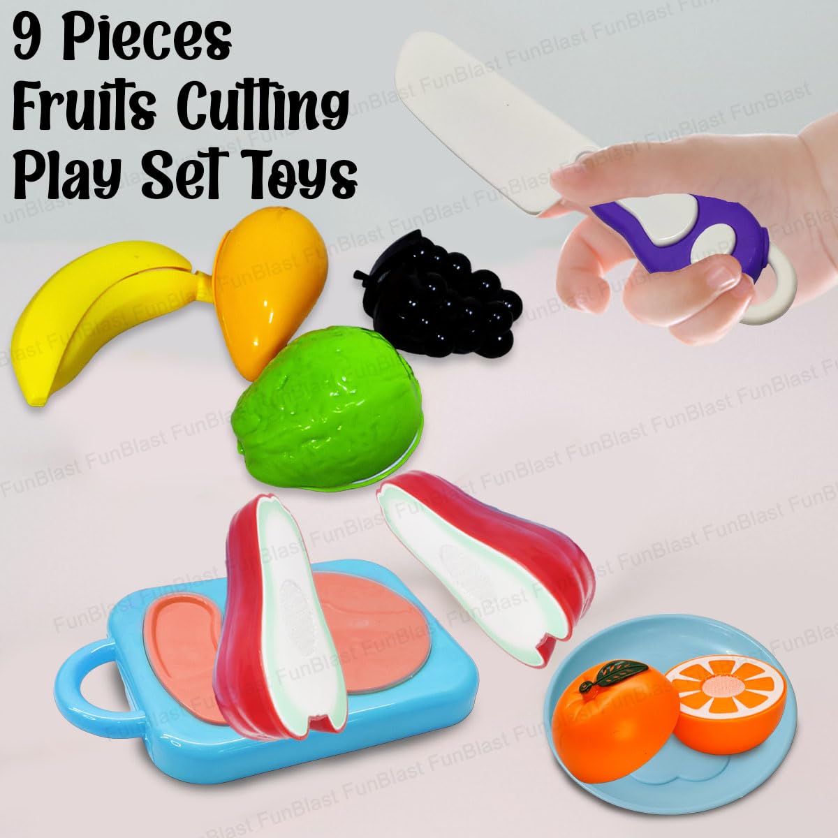 Realistic Fruit Toy for Kids, Kids Toy with Chopping Board & Knife – (Multicolor; 9 Pcs)