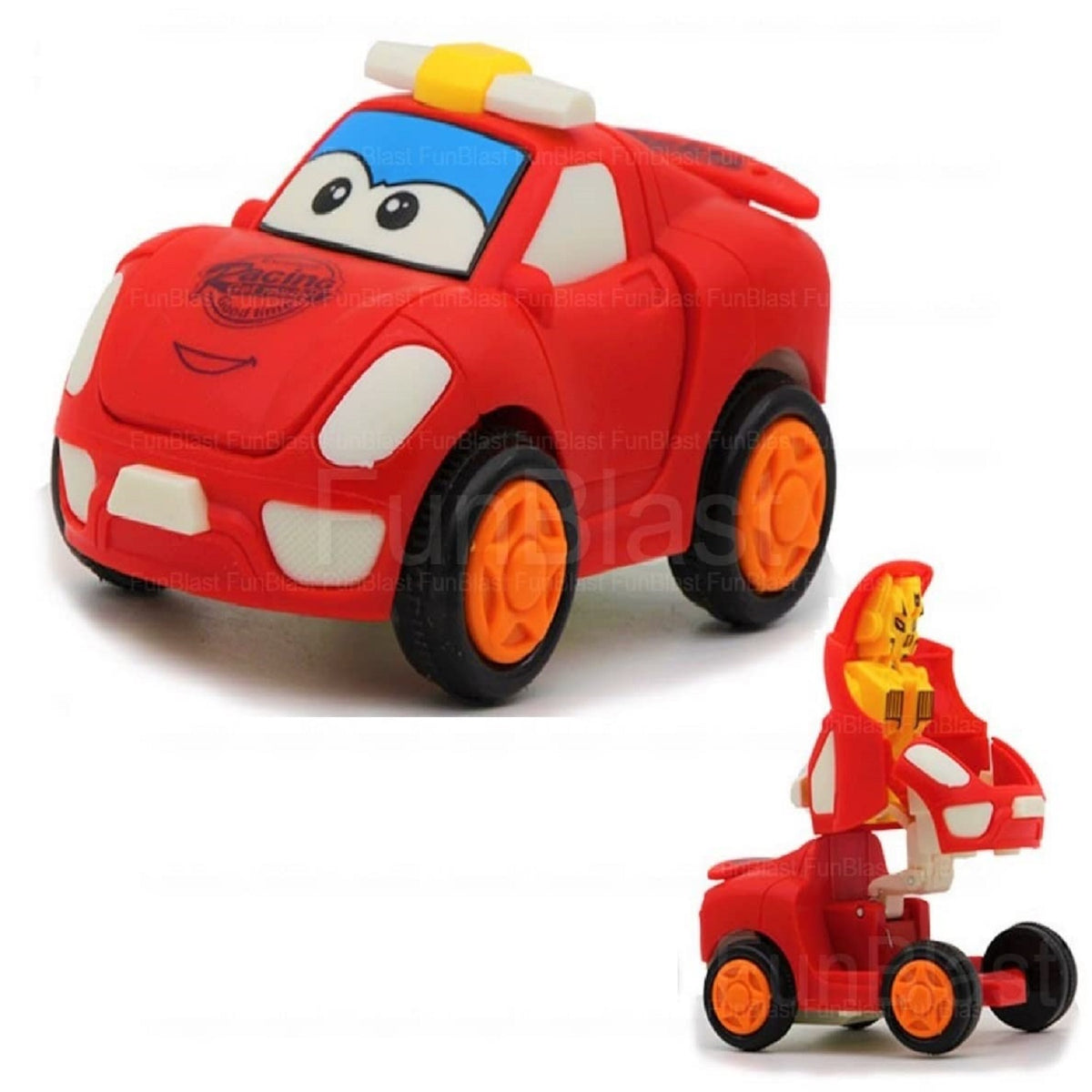 Plastic Pull Push Back Action Robot Car Toy for Kids, Racing Car Toy, Car to Robot, Pack of 1