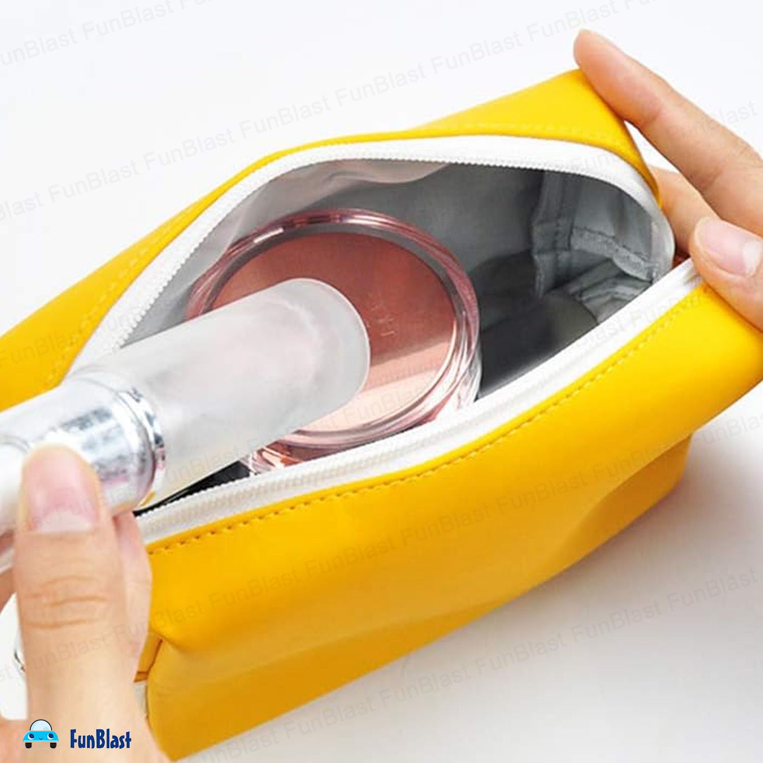 Multipurpose Cosmetic Pouch with Zipper Lock for Girls & Women (Yellow)