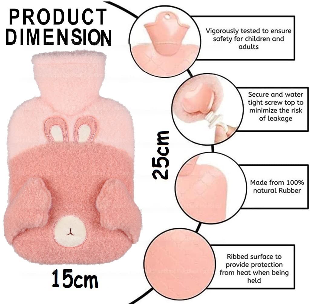 Hot Water Bag with Cute Cartoon Design Soft Cover for Pain Relief – Heating Bag, Heating Pad Hot Water Bottle & Rubber Bottle for Hot Water Bag for Pain Relief- 1000 ML