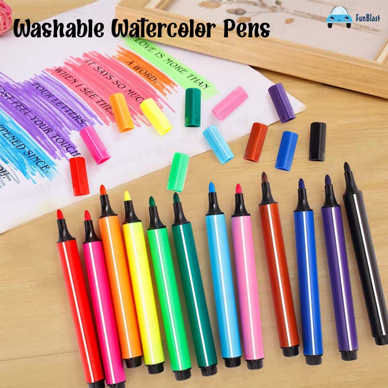 Washable Watercolor Pens Set - Colouring Kit Art Markers Colour Sketch ...