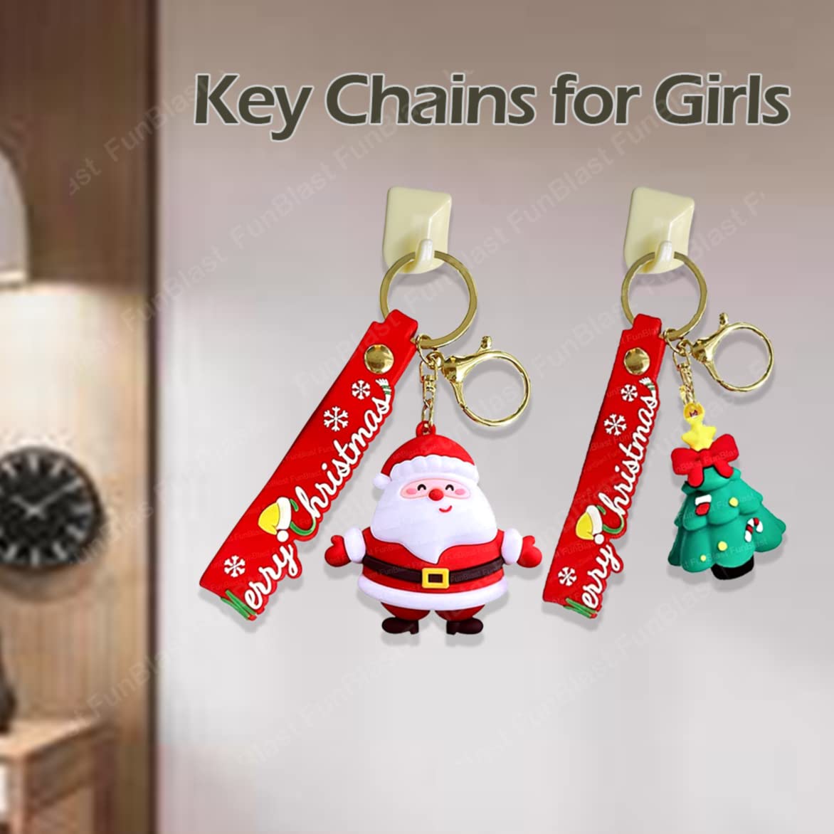 Merry Christmas Keychain for Girls – Kawaii Keychain, Keyring, Key Ring for Girls, Return Gifts for Kids