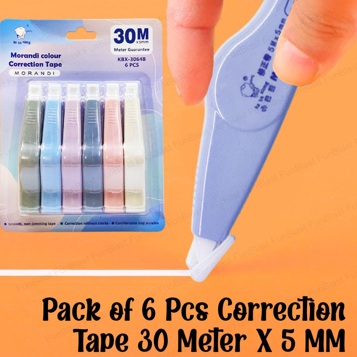 Correction Tape - Pack of 6 Pcs Correction Tape 30 Meter X 5 MM for  Journal, Correction Pen, Whitener for Correction, Stationary Items,  Correction Pen