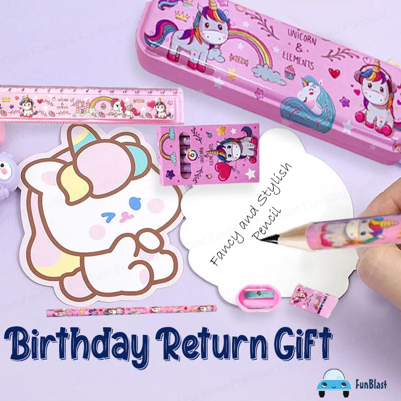 Unicorn Stationary Kit for Girls Pencil Pen Book Eraser Sharpener -  Stationary Kit Set for Girls/Birthday Gift