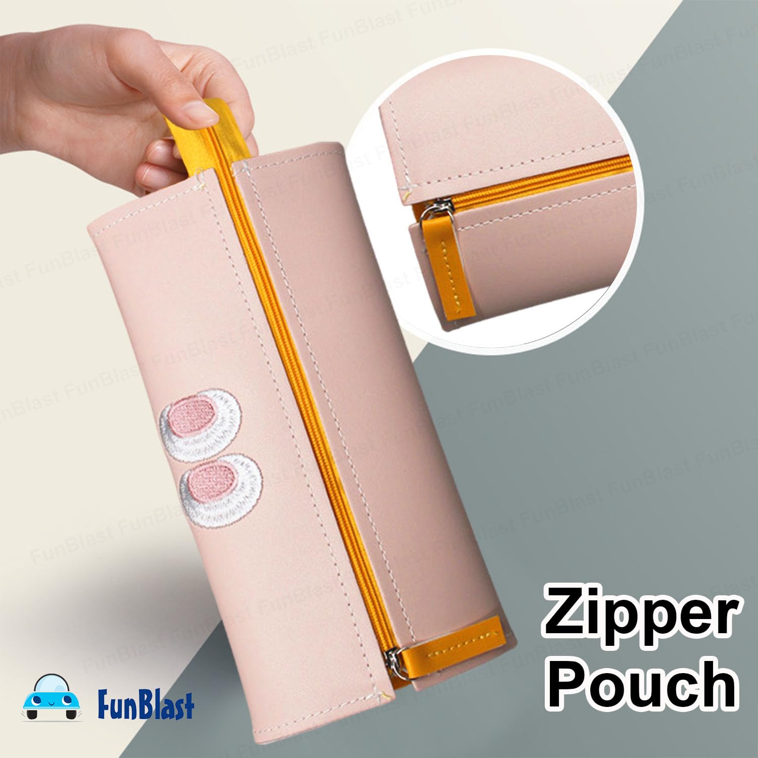 Multipurpose Zipper Pencil Pouch for Kids & College Students (Pink)