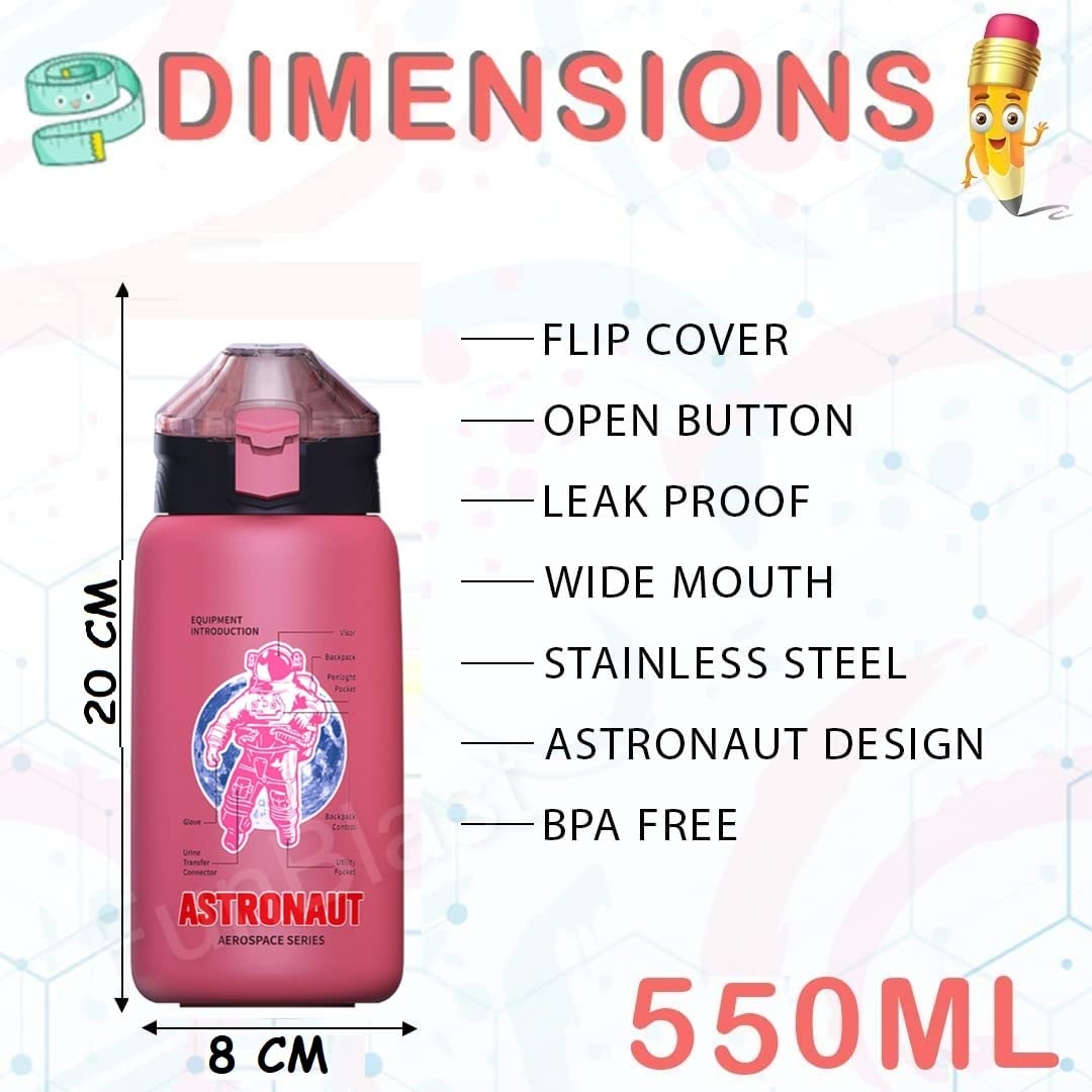 Insulated Stainless Steel Water Bottle for Kids, Double Wall Vacuum Insulated Stainless Steel Bottle – 550 ML