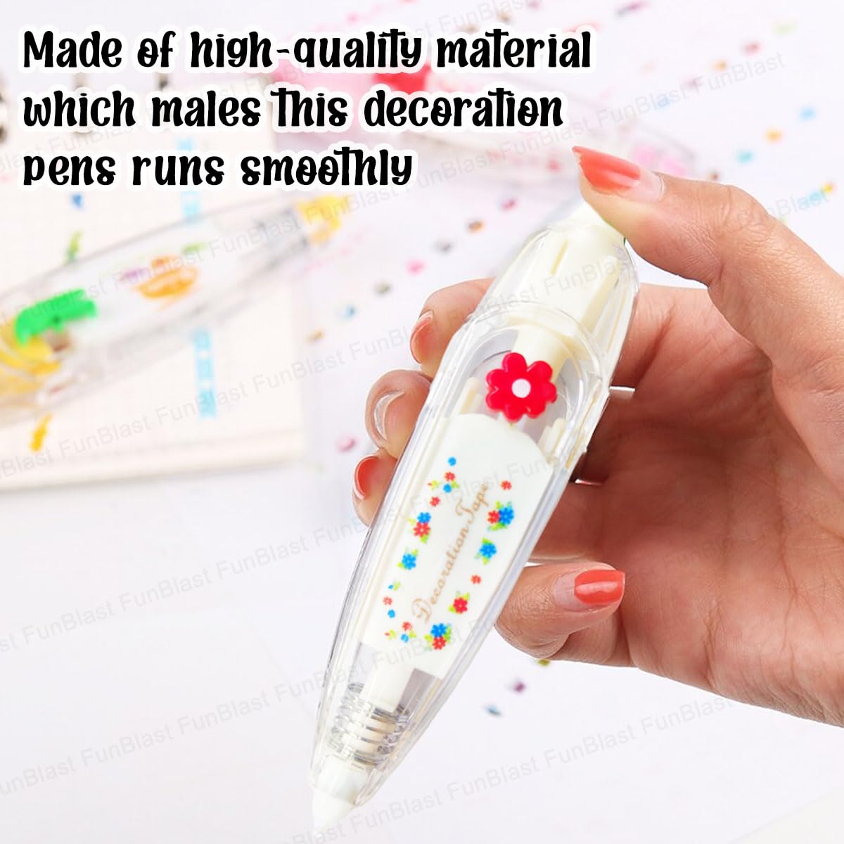 Decoration Tape Cute Novelty Sticker Pen Machine Decorative Correction Tape for Scrapbooking Diary Planner Journal DIY Crafts Stationery Masking Tape (4 Meter X 6 MM) (Random Design)