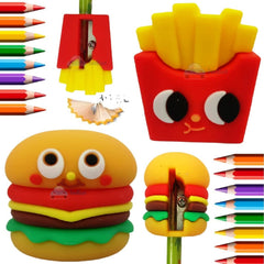 Sharpener for Kids - Sharpener for Pencil Sharpener for Kids Stylish, Stationary Set for Kids, Pencil Sharpener Machine for Kids Stationary Items - Best Return Gifts (Burger+Fries Sharpener)