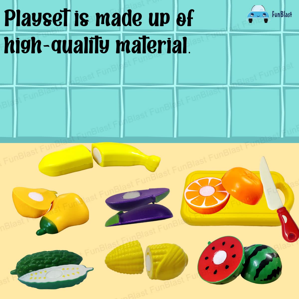 Fruits and Vegetables Play Set Toys - Realistic Sliceable Cutting Fruits and Vegetable Pretend Play Kitchen Toys for Kids, Fruit Vegetable Toys with Chopping Board & Knife