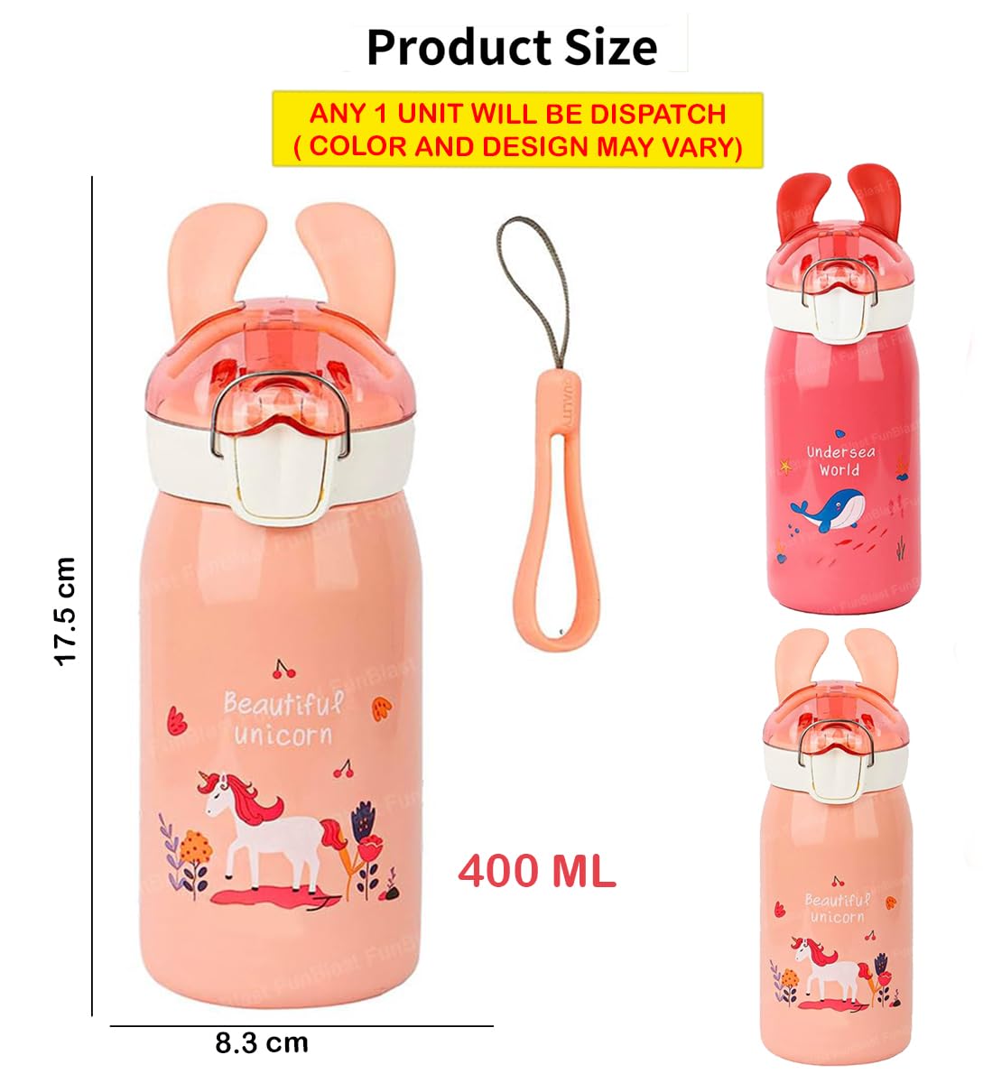 Insulated Stainless Steel Bottle Hot and Cold Water Bottle for Kids – 400 ML