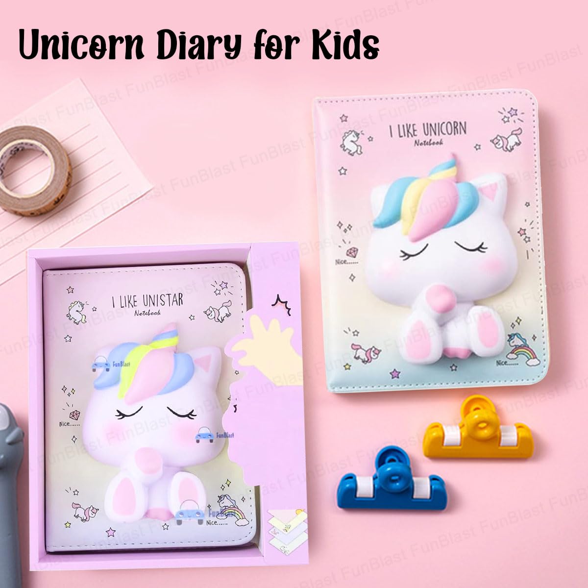 Unicorn Diary for Girls, 3D Squishy Destress Unicorn Notebook Diary, Diary for Kids, Fancy Unicorn Diary Notepad, Diary for girls stylish- 120+ Pages (Pack of 1 Pcs)