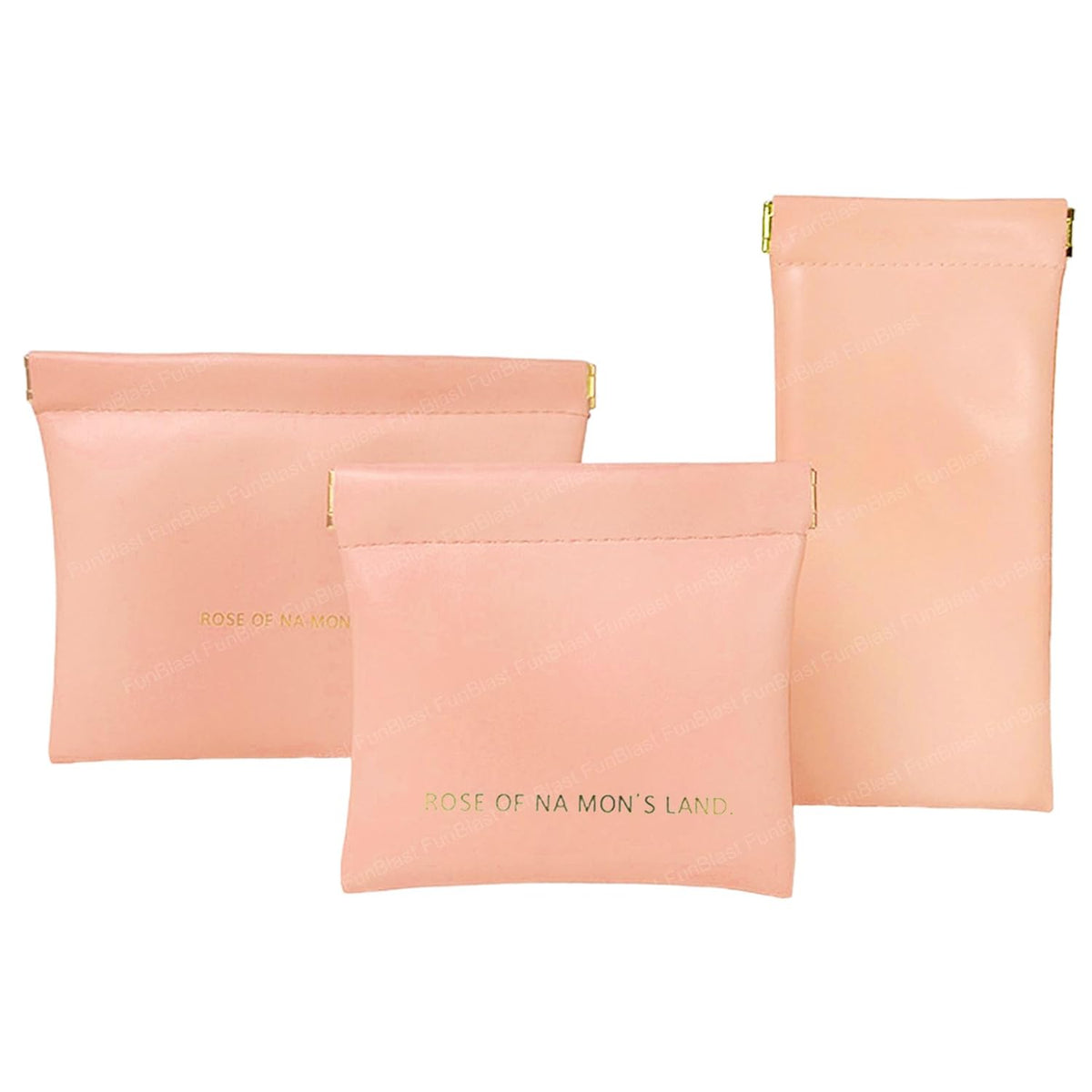 3 Pcs Mini Multipurpose Makeup Pouch for Girls & Women (Rose Pink)