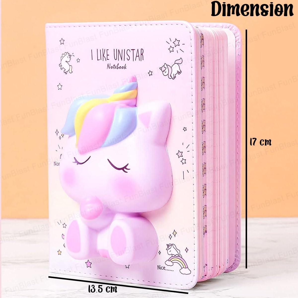 Unicorn Diary for Girls, 3D Squishy Destress Unicorn Notebook Diary, Diary for Kids, Fancy Unicorn Diary Notepad, Diary for girls stylish- 120+ Pages (Pack of 1 Pcs)