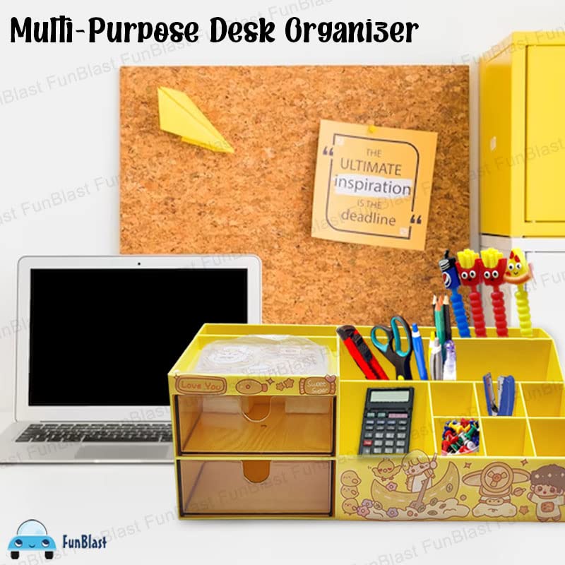 Desk Storage Organizer - Table Pen Holder, Stylish, Stationery Organizer Box with DIY Stickers, Pen Holder for Office, Desktop organizer (acrylonitrile butadiene styrene, PP)