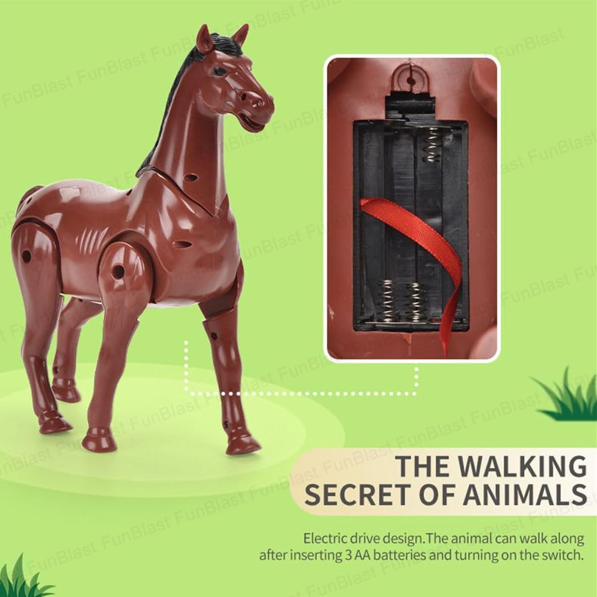 Walking Horse Toy - Animal Figure Toy with Walking and Realistic Sound, Horse Toy Battery Operated for 3+ Years Old Kids Boys, Girls