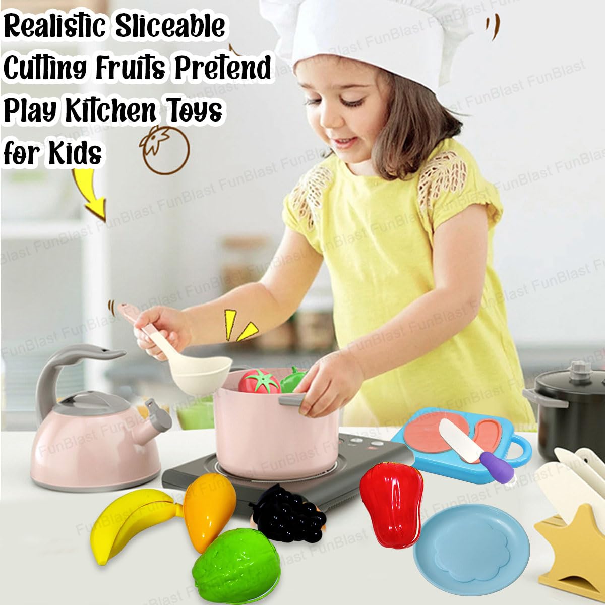 Realistic Fruit Toy for Kids, Kids Toy with Chopping Board & Knife – (Multicolor; 9 Pcs)