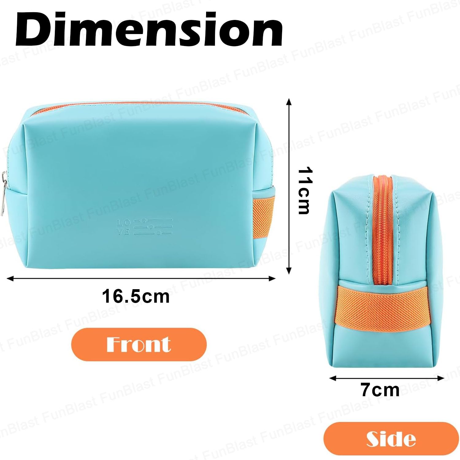 Multipurpose Cosmetic Pouch with Zipper Lock for Girls & Women (Sky Blue)