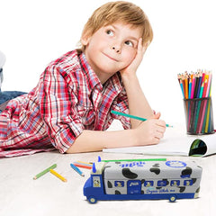 Pencil Box for Kids Bus with Moving Tyres & Sharpener for Kids Truck Geometry Box for Kids