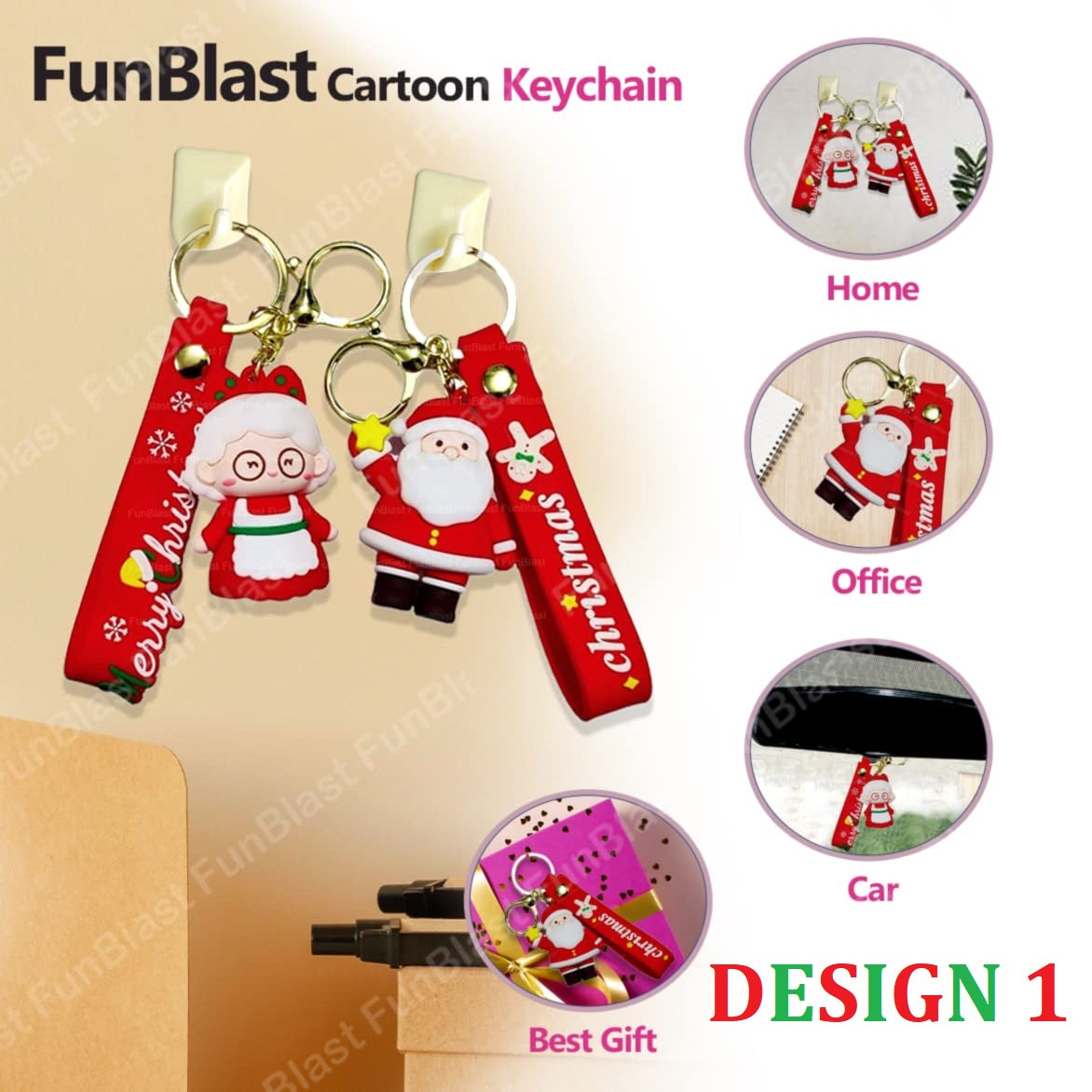 Merry Christmas Keychain for Girls – Kawaii Keychain, Keyring, Key Ring for Girls, Return Gifts for Kids