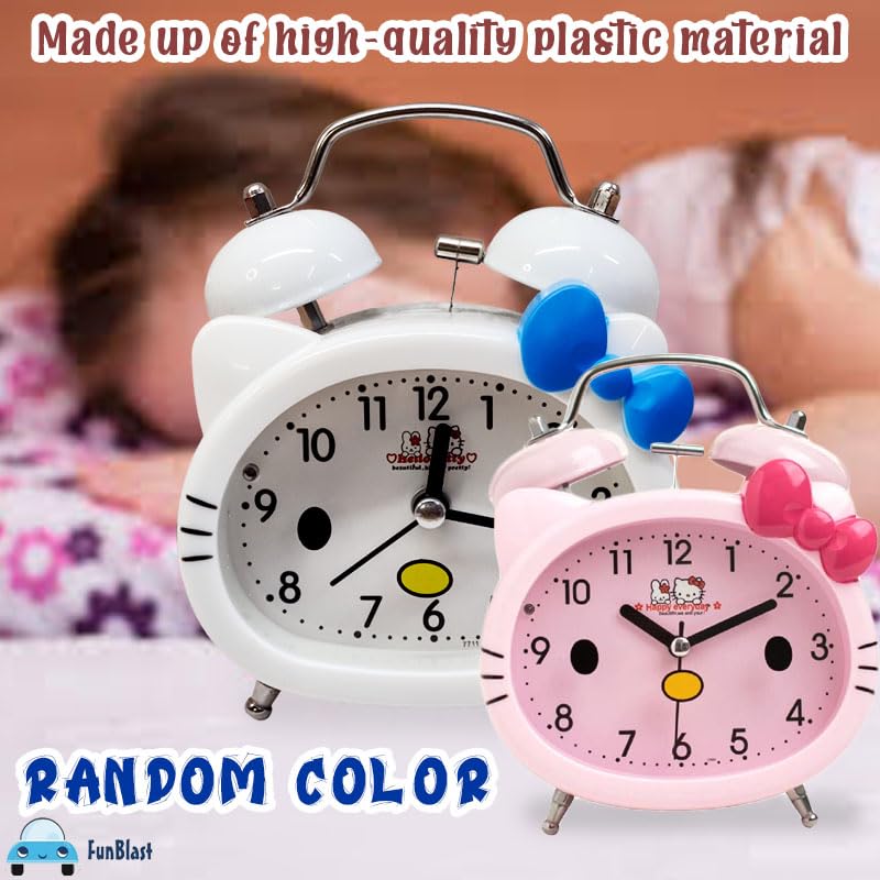 Table/Desk Twin Bell Alarm Clock with Light for Kids - Silent Analog Alarm Clock for Girls Loud Bell Alarm Table Clock for Heavy Sleeper