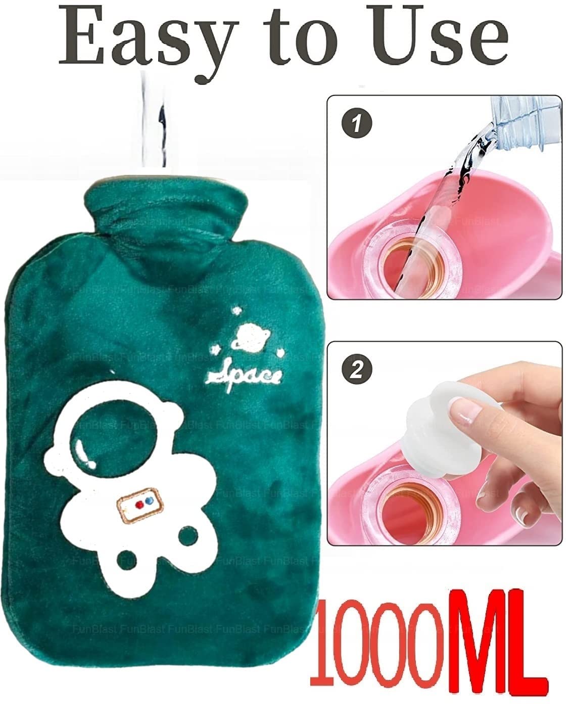 Hot Water Bag with Cover for Pain Relief – Heating Bag, Heating Pad Hot Water Bottle & Rubber Bottle for Hot Water Bag for Pain Relief, Rubber Hot Water Bag, Bottle (Green-1000 ML)