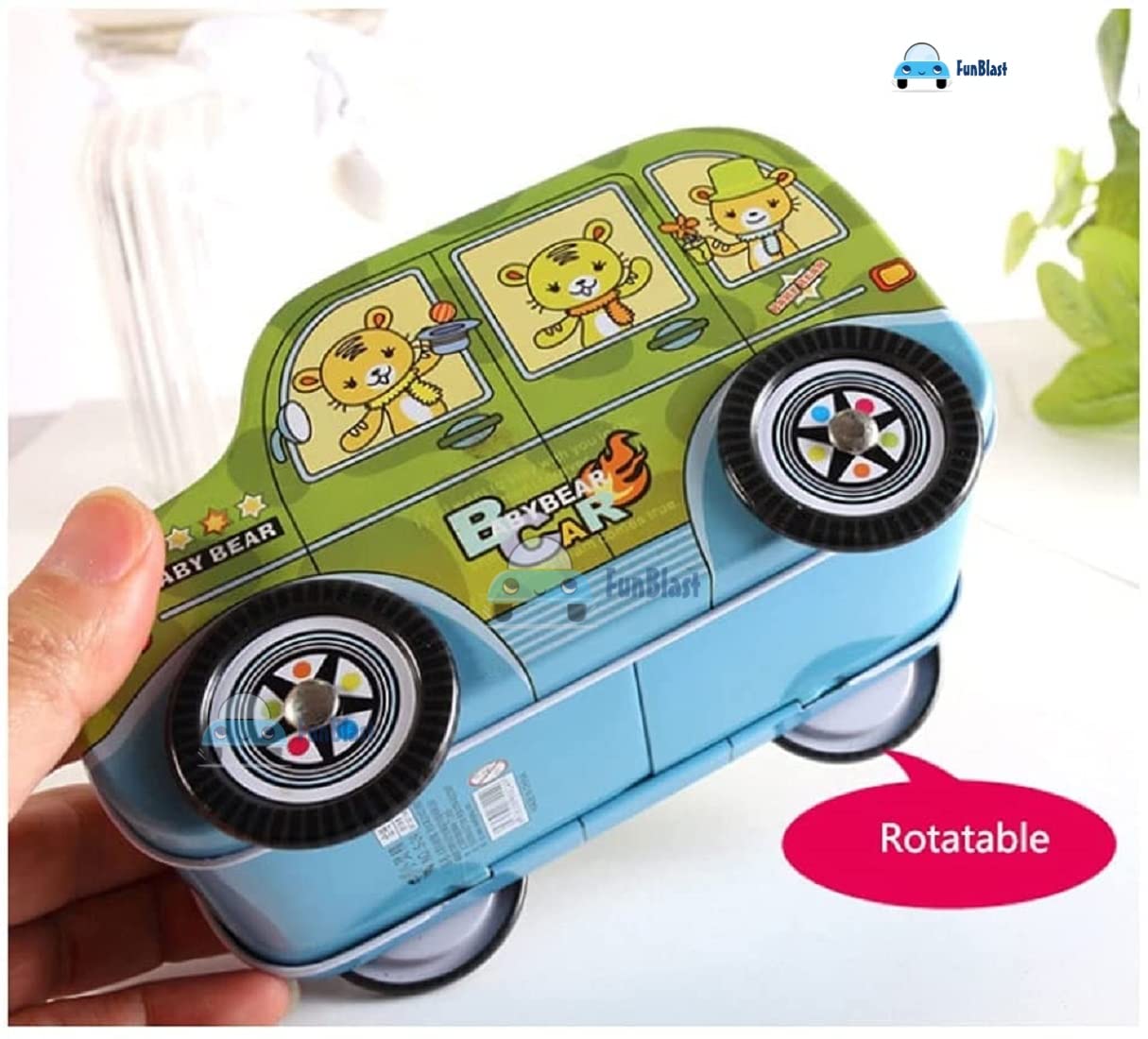 Piggy Bank - Car Shaped Coin Box with Moving Wheel for Kids, Piggy Bank for Kids, Coin Box for Kids