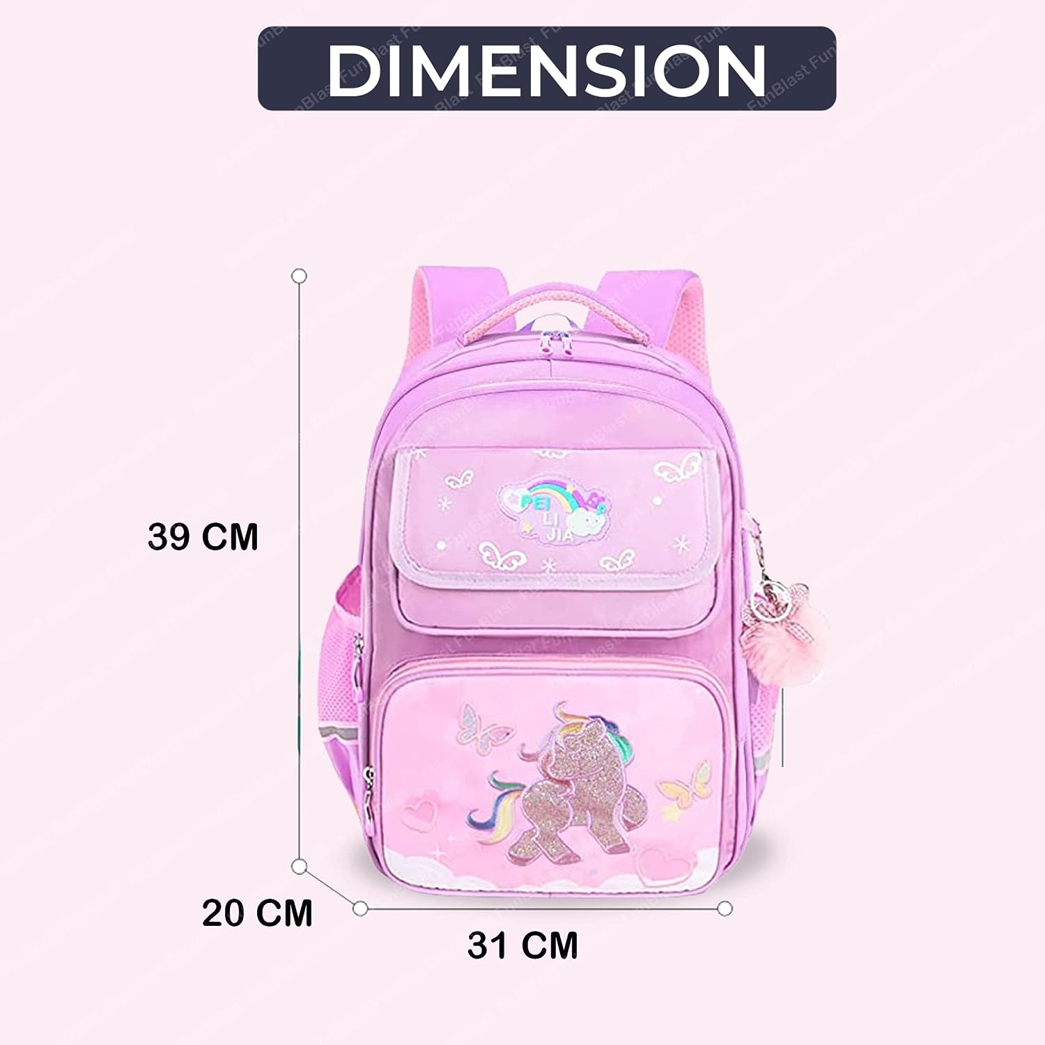 Unicorn Backpack for Children - School Bag for Student, Orthopedic School Bags, Lightweight Large Capacity Bag for Boys Girls Kids, Travel Bag, Picnic Bag (39 X 31 X 20 CM)