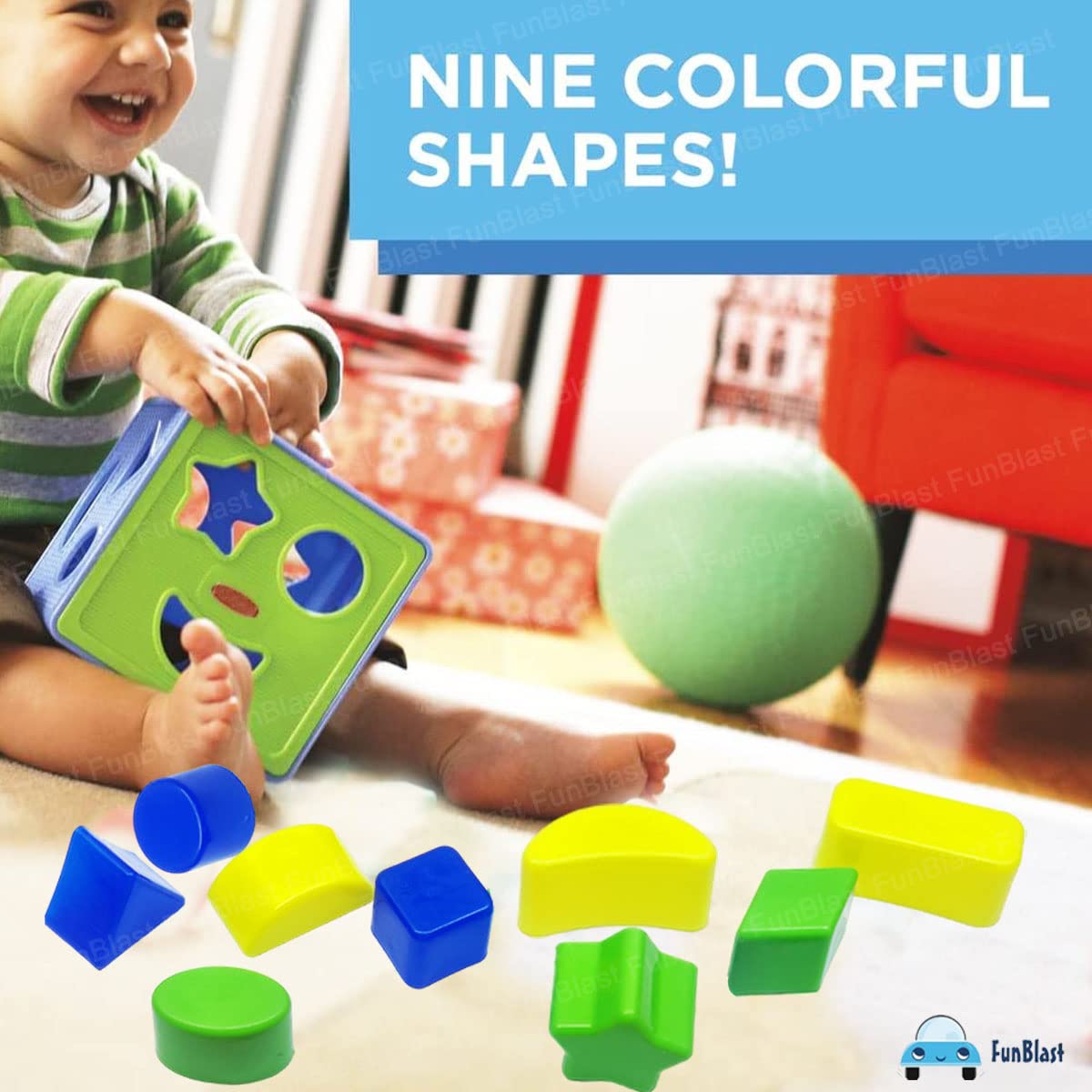 Shape Sorter Cubes for Kids - Colour Recognition Shapes Sorting and Plugging Toys, Cube Box with 9 Shapes for 3+ Ys Old Kids, Boys & Girls