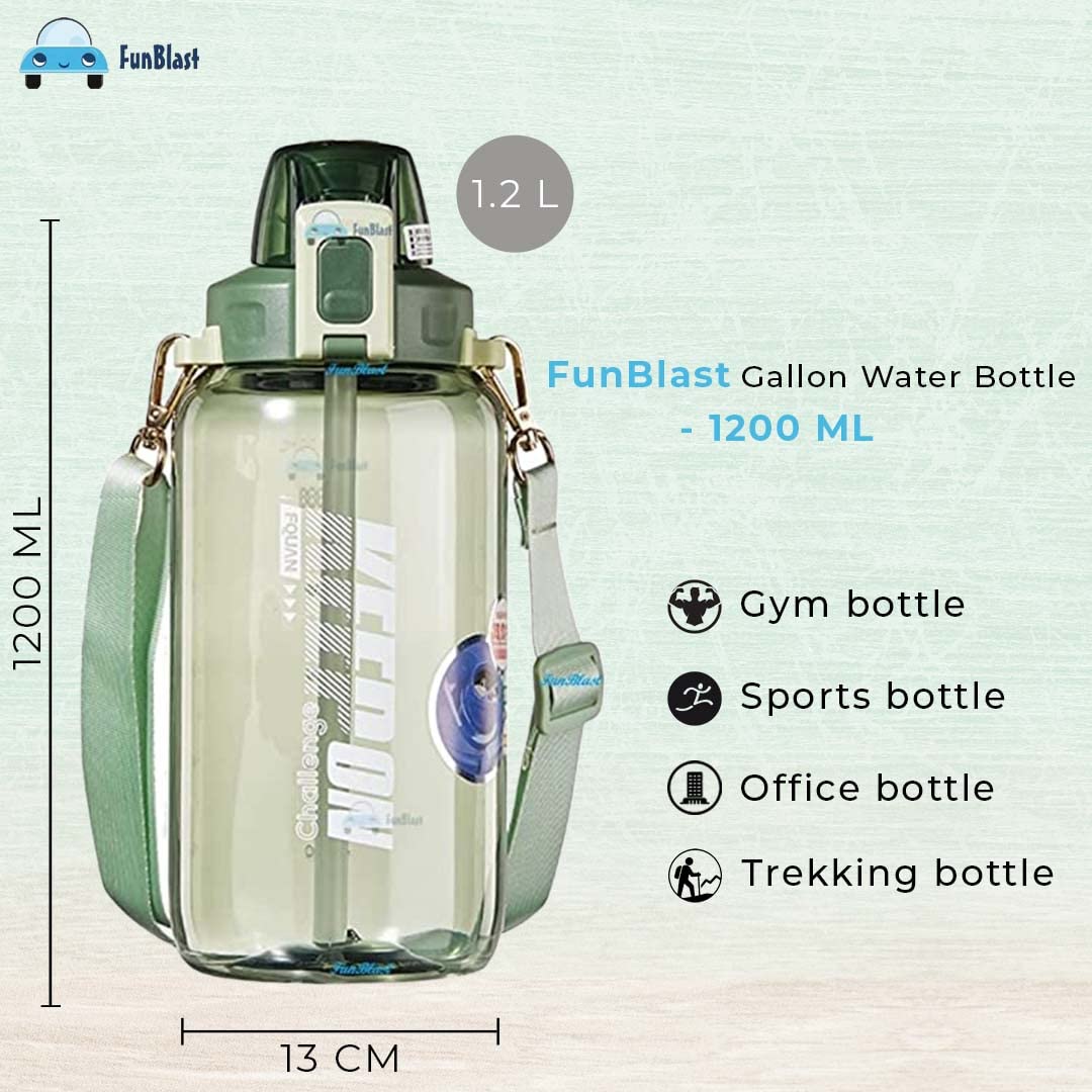 Gallon Water Bottle, Sports water Bottle-1200 ML, Water Bottle for Gym, Gym water bottle,Sports Water Bottle - Leak-Proof with Sipper & Handle for Home, Office, Gym, Trekking