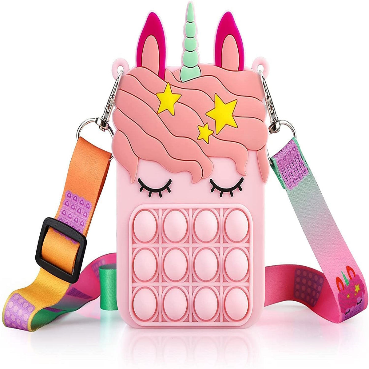 Unicorn Pop it Sling Bag - Crossbody Bag for Kids, Pop it Purse for Girls, Stress Relief Toys Pop It Bag for Girls