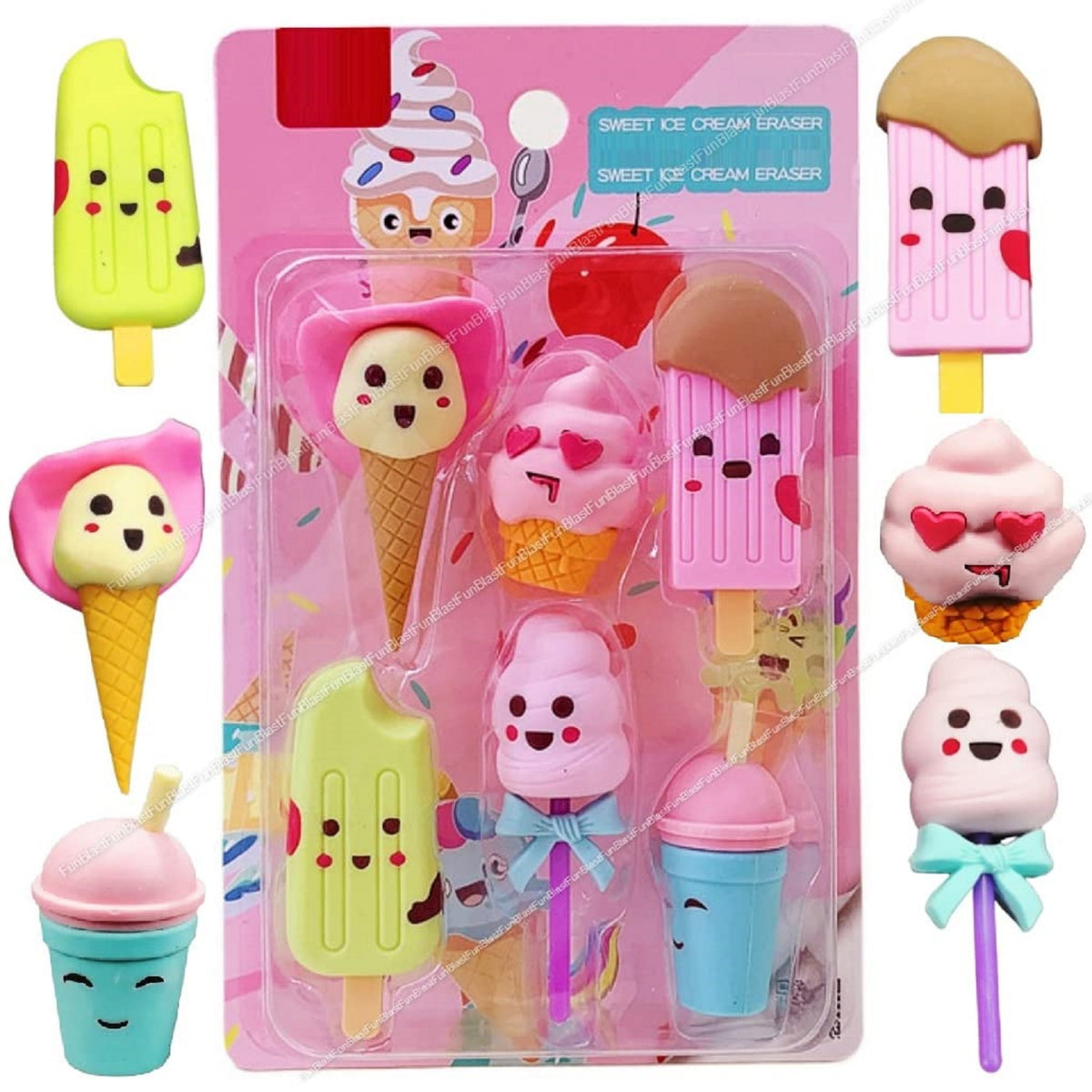 Eraser for Kids – Ice-Cream Theme Erasers Set for Kids, Eraser for Kids Eraser Set for Return Gift, Stationary Set for Kids, Rubber Eraser for Kids