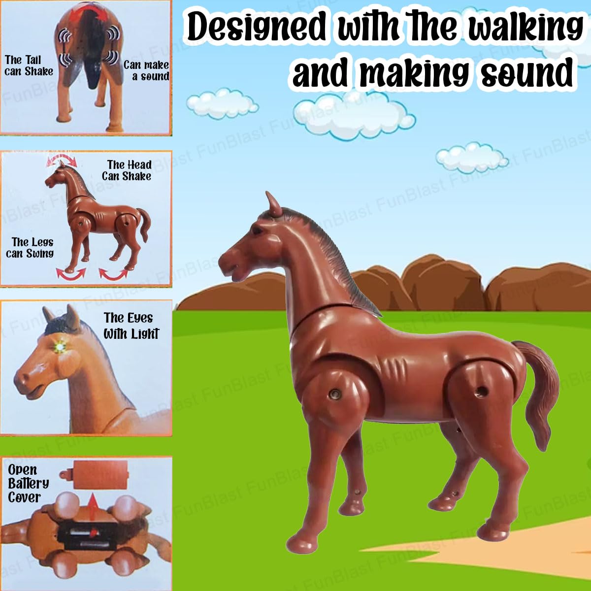 Walking Horse Toy - Animal Figure Toy with Walking and Realistic Sound, Horse Toy Battery Operated for 3+ Years Old Kids Boys, Girls