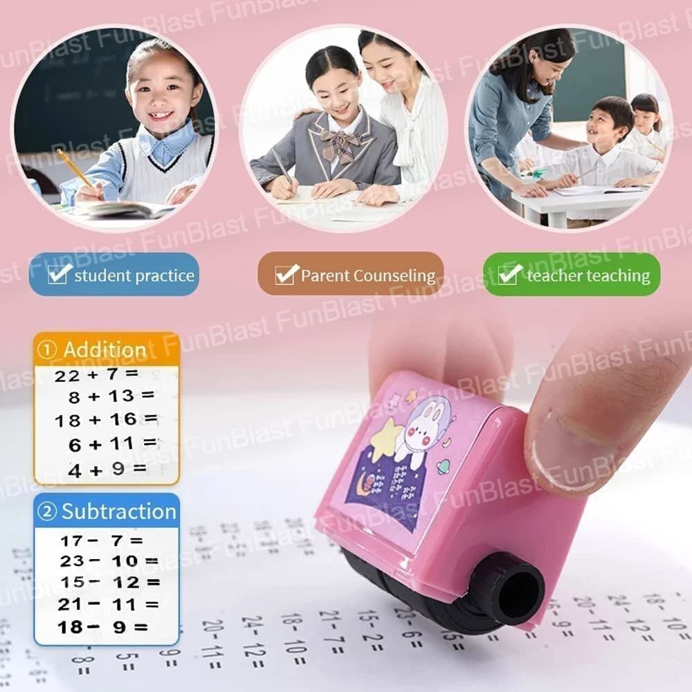 Math Roller Stamps for Kids, Smart Math Roller Stamps, Addition and Subtraction Teaching Stamps, Practice Tools Within 100 Learning Toy for Preschool Kindergarten Home Teacher Supplies - 2 Pcs