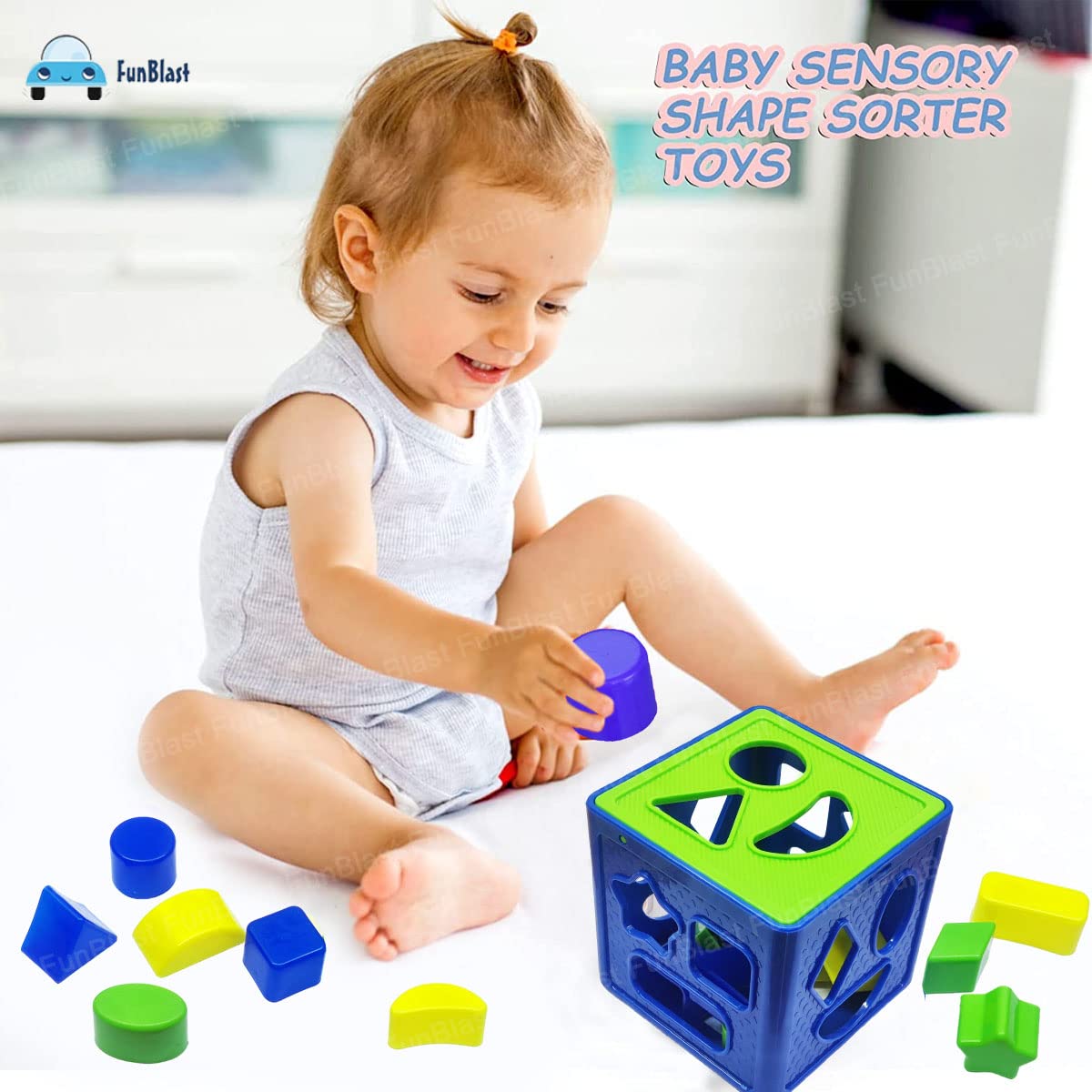 Shape Sorter Cubes for Kids - Colour Recognition Shapes Sorting and Plugging Toys, Cube Box with 9 Shapes for 3+ Ys Old Kids, Boys & Girls