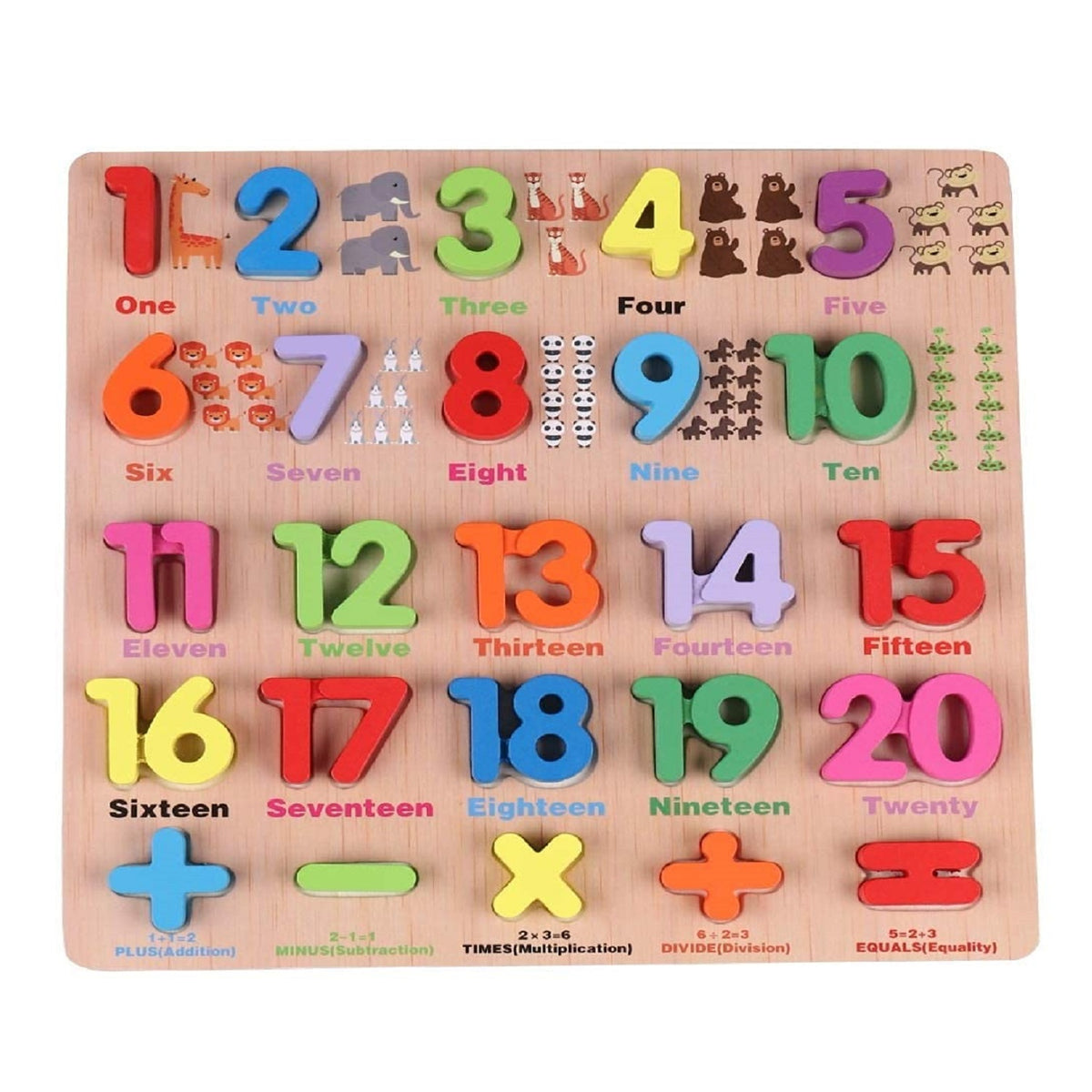 Wooden Number Puzzles Toys for Kids, Number Board Educational Learning Letters Puzzle Toy - 25 Pcs