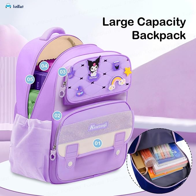 Large Capacity School Bags for Kids - Cartoon Print Girls Bags for School, Travel, Picnic, Camping 5-12 Years Old (40 X 28 X 13 Cm)