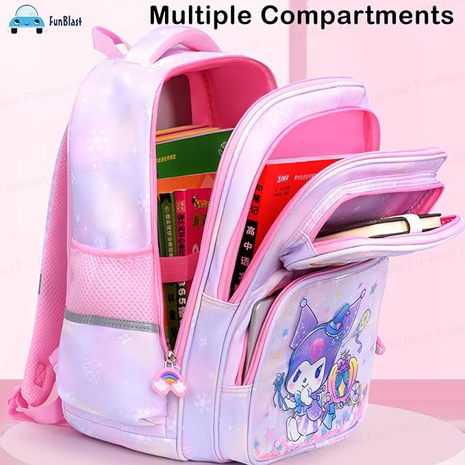 Cute Kawaii School Bag for Girls - Lightweight Multiple Compartments Backpack with Comfortable Shoulder Straps (41 X 32 X 20 Cm)