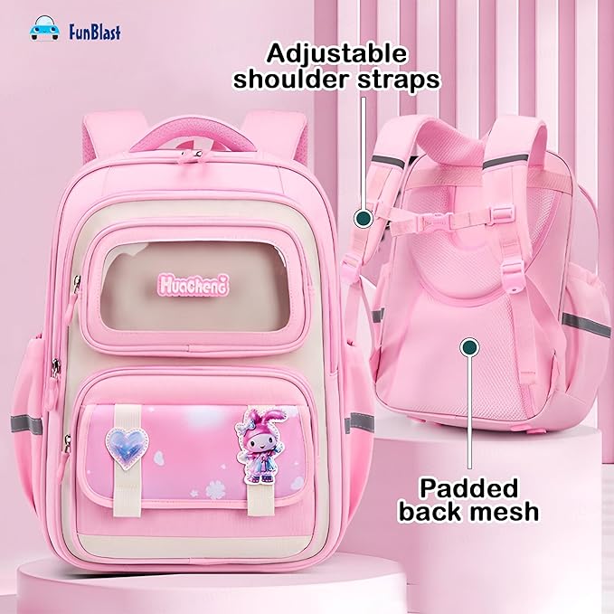 Cartoon Design School Backpack for Girls - Lightweight Burden-Free Stylish Water-Resistant and Durable Bag for Kids 8–12 Years (41 X 31 X 20 Cm)