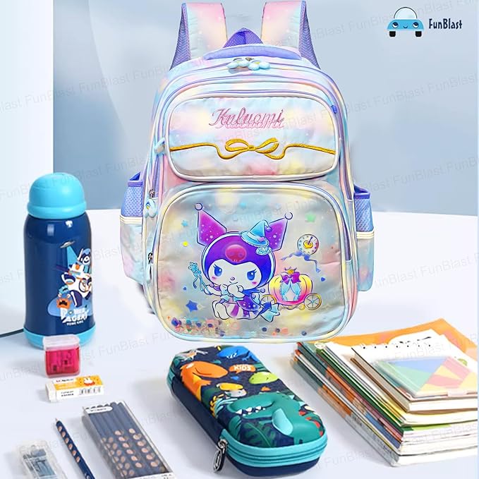 Cute Kawaii Cartoon School Backpack for Girls - Lightweight Multiple Compartments with Comfortable Shoulder Straps (41 X 32 X 20 Cm)