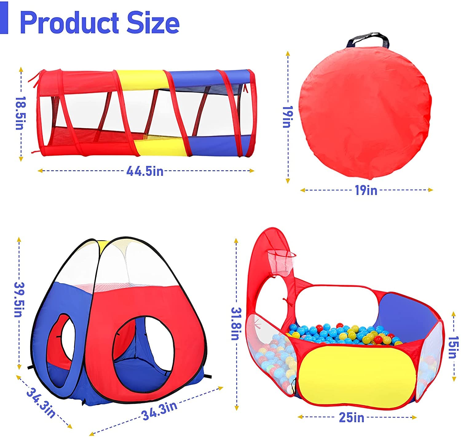 Ball Pool for Kids - Tunnel Tent House for Kids - Tunnel for Kids, Kids Play Tent House, Tunnel Ball Pool for Kids, Ball Pit with Balls for Kids, Ball Pool Tent Theme - 25 Balls