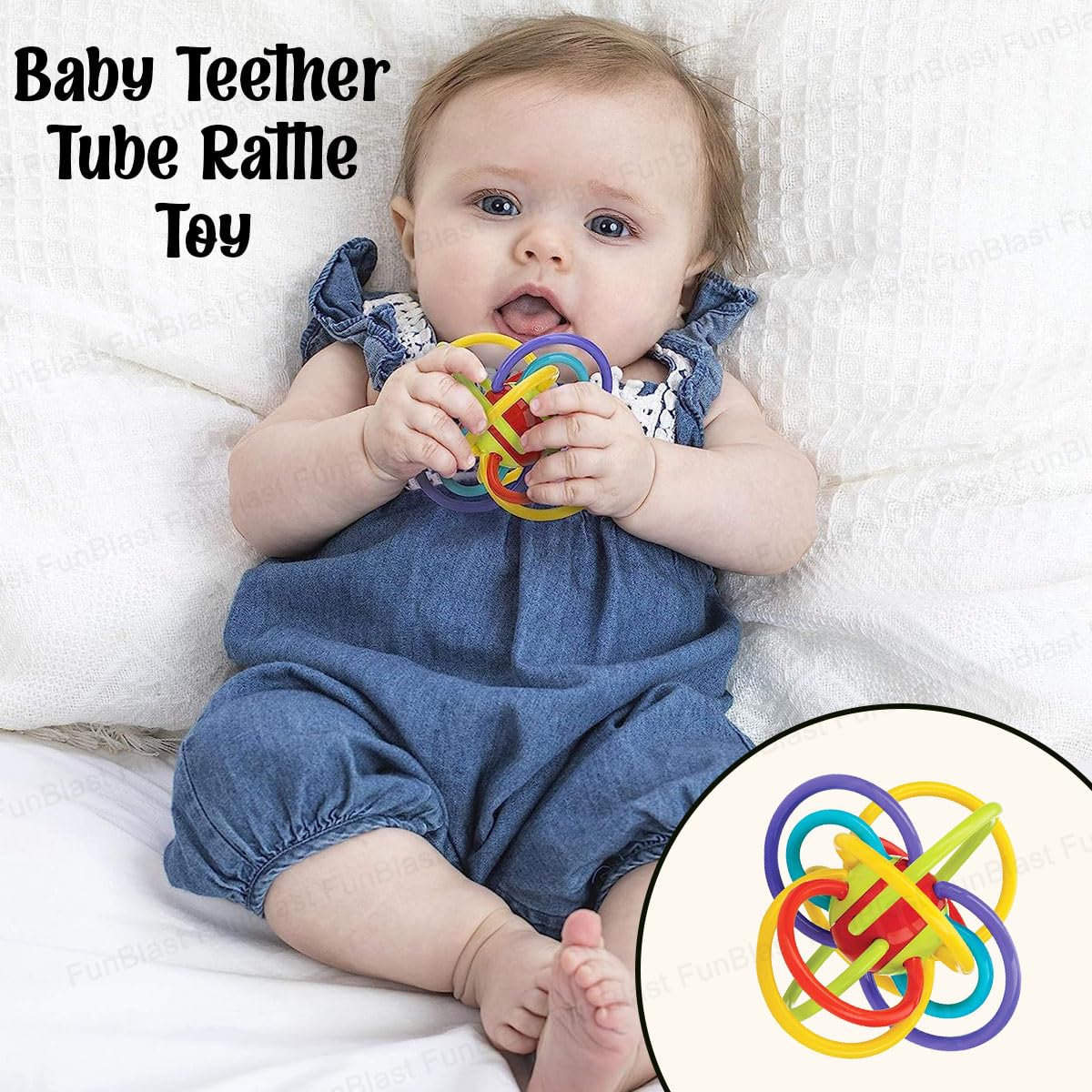 Loops Teething Ring – Teether Rings with Rattle Sound Toys for New Born Baby, Silicone Rings Loop Teether for Baby