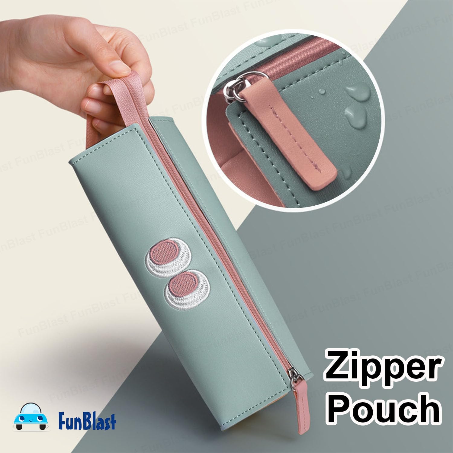 Multipurpose Zipper Pencil Pouch for Kids & College Students (Green)
