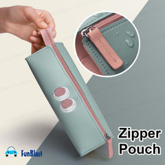 Multipurpose Zipper Pencil Pouch for Kids & College Students (Green)