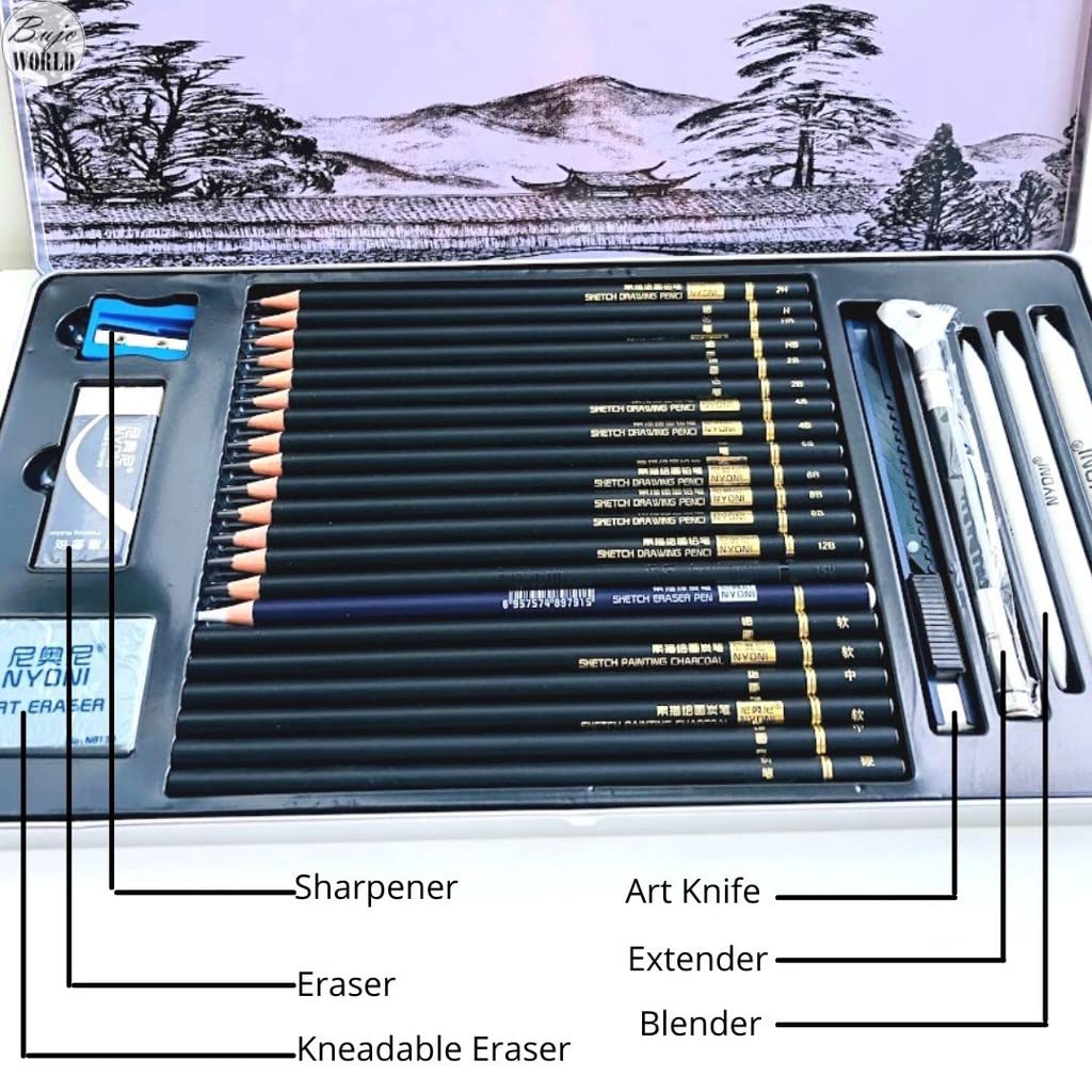 Basic Drawing Tools Set Professional Sketching & Drawing Art Tool Kit - Pencil Set for Sketchi ...