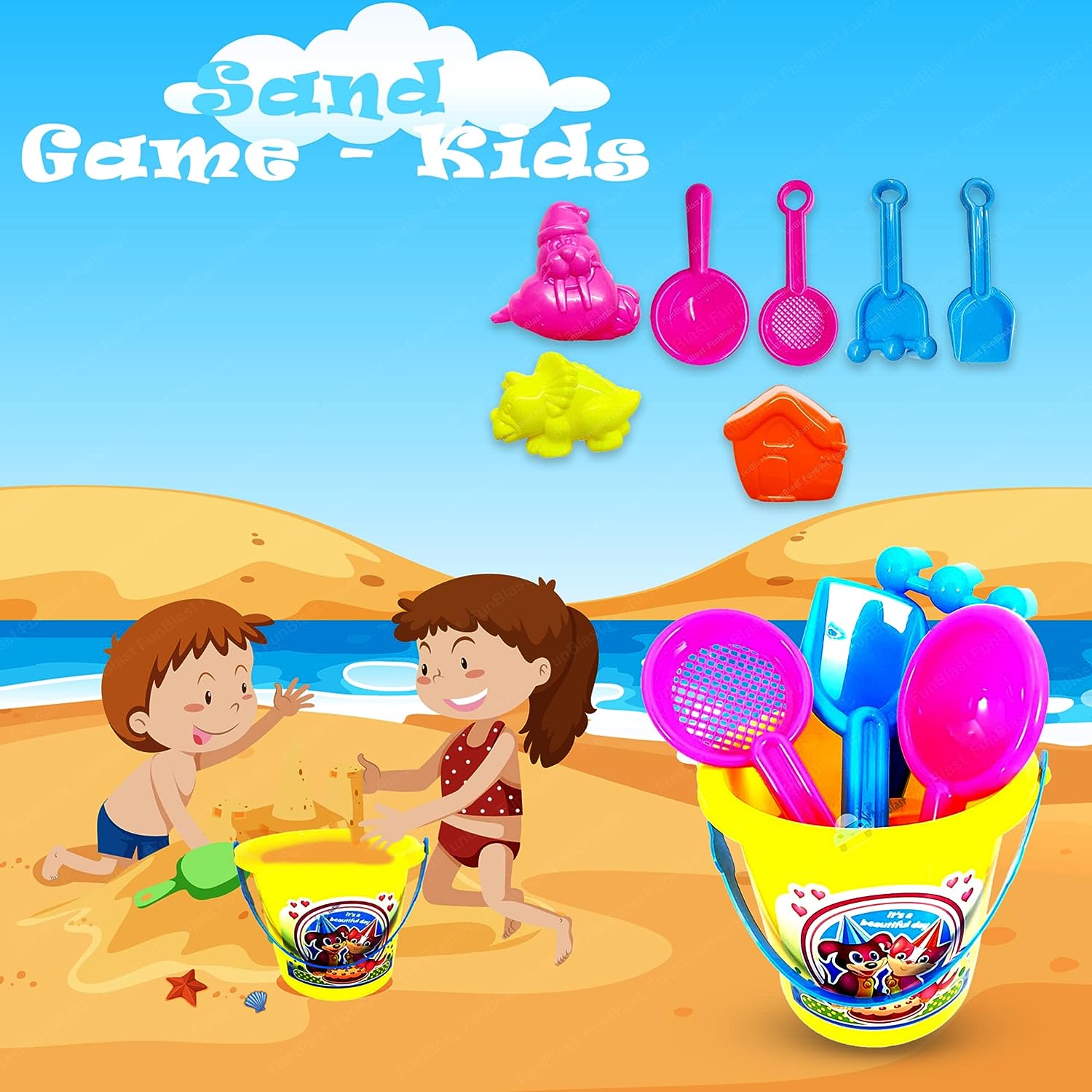 Plastic Beach Castle Water Tools Toys Sand Game - Kids Beach Toys, Sand Toys for Kids -Multicolor