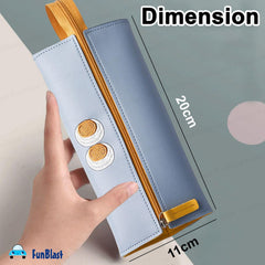 Multipurpose Zipper Pencil Pouch for Kids & College Students (Blue)